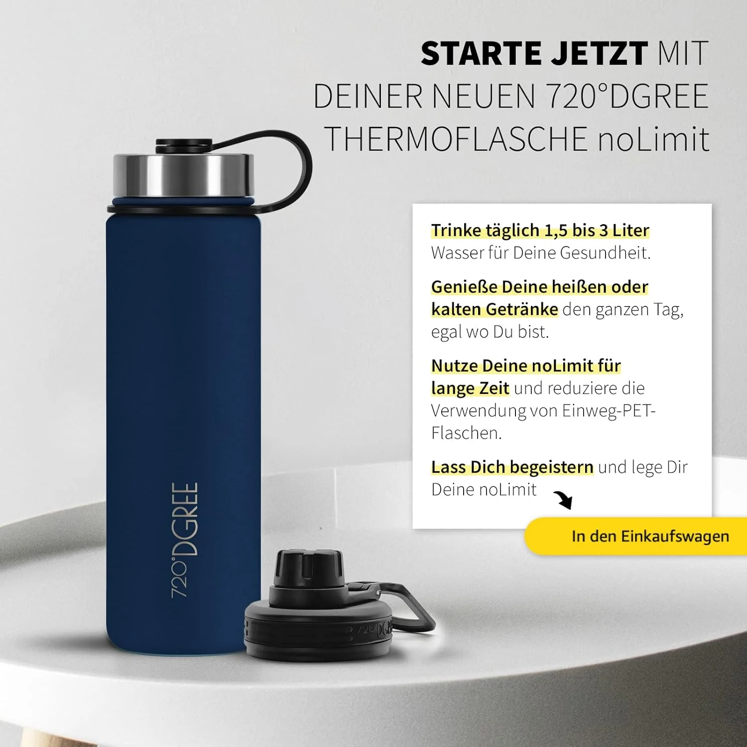 noLimit | Isolier Trinkflasche aus Edelstahl inkl. Sportdeckel - Image 100