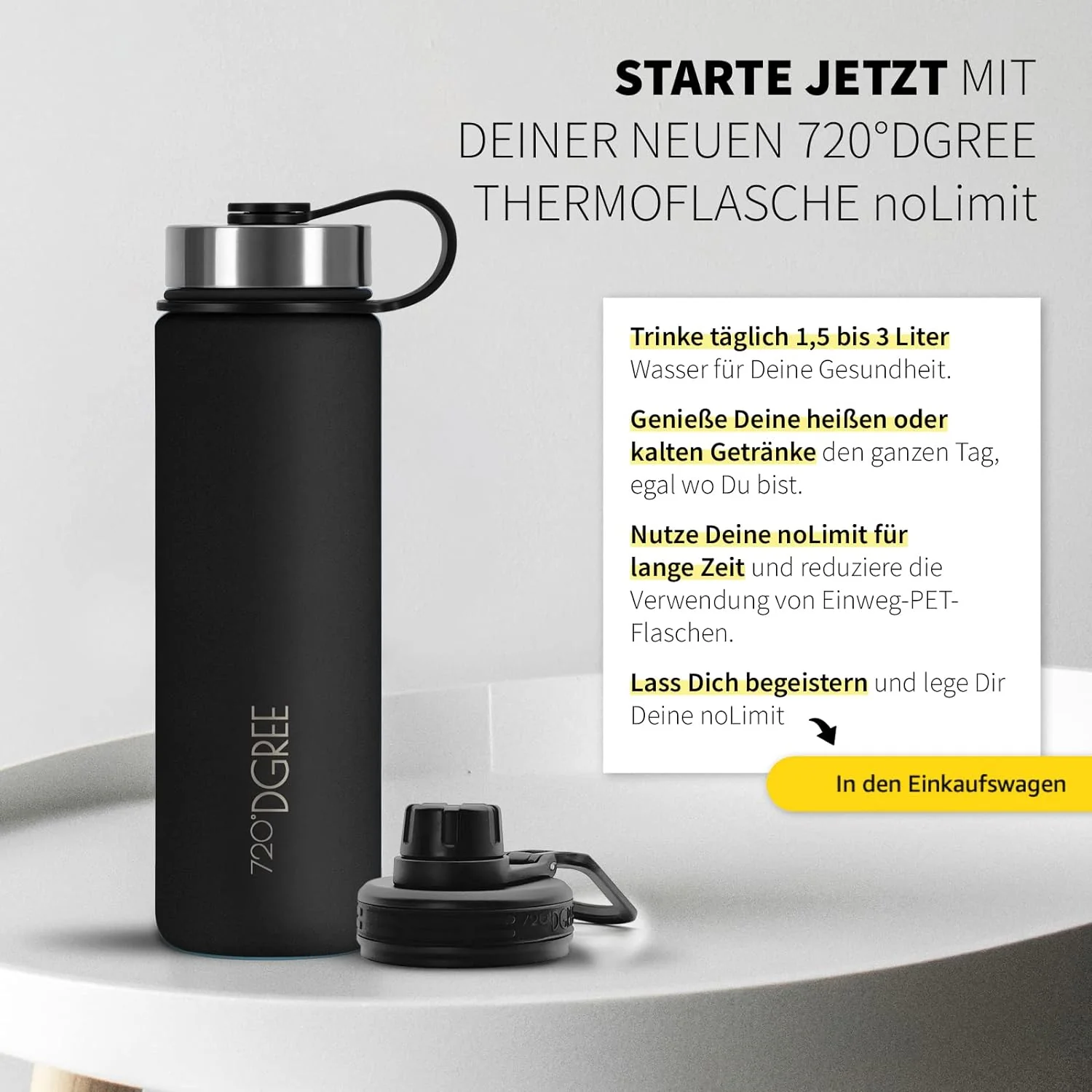 noLimit | Isolier Trinkflasche aus Edelstahl inkl. Sportdeckel - Image 92