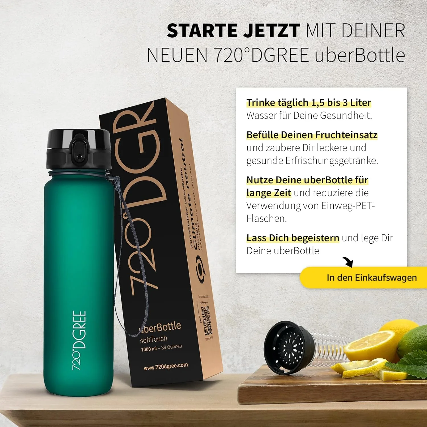 uberBottle Trinkflasche | softTouch Fruchtbehälter - Image 108